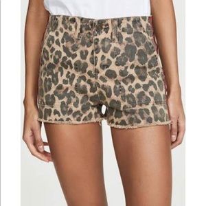 Leopard jean shorts